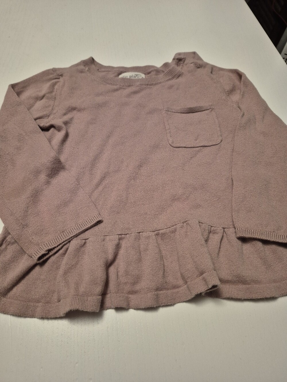 Organic Little Planet Girls' Long-Sleeve Ruffle Hem Knit Top
